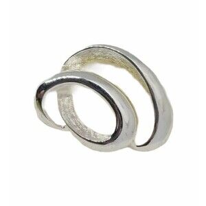 Napier Brooch Signed Silver Tone Textured Double Swirl Lapel Pin As Shown